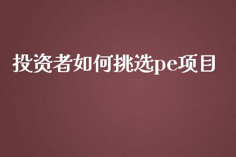 投资者如何挑选pe项目_https://m.apzhendong.com_财经资讯_第1张