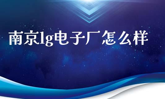 南京lg电子厂怎么样_https://m.apzhendong.com_财务分析_第1张