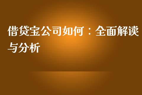 借贷宝公司如何：全面解读与分析_https://m.apzhendong.com_全球经济_第1张