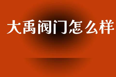 大禹阀门怎么样_https://m.apzhendong.com_财务分析_第1张
