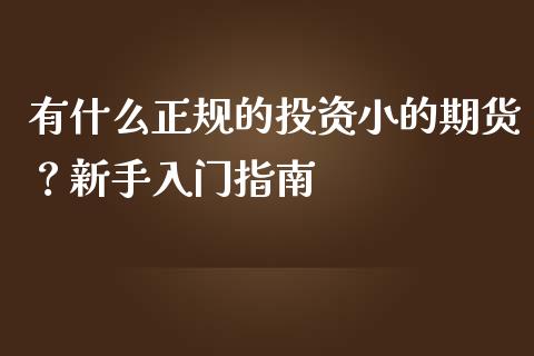 有什么正规的投资小的期货？新手入门指南_https://m.apzhendong.com_全球经济_第1张
