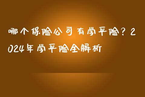 哪个保险公司有学平险？2024年学平险全解析_https://m.apzhendong.com_期货行情_第1张