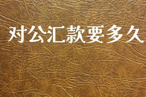 对公汇款要多久_https://m.apzhendong.com_全球经济_第1张