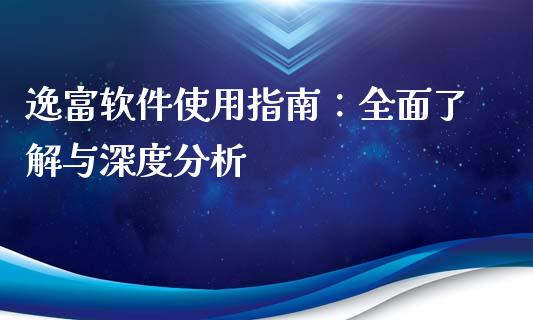 逸富软件使用指南：全面了解与深度分析_https://m.apzhendong.com_财务分析_第1张