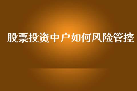 股票投资中户如何风险管控_https://m.apzhendong.com_财务分析_第1张