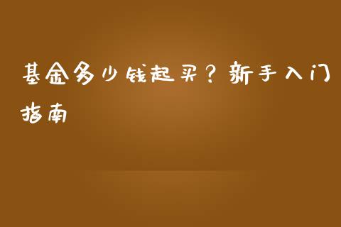 基金多少钱起买？新手入门指南_https://m.apzhendong.com_全球经济_第1张