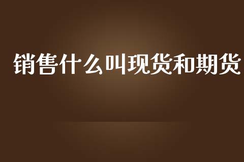 销售什么叫现货和期货_https://m.apzhendong.com_全球经济_第1张