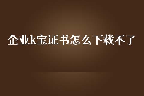 企业k宝证书怎么下载不了_https://m.apzhendong.com_财经资讯_第1张