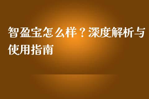智盈宝怎么样？深度解析与使用指南_https://m.apzhendong.com_财务分析_第1张