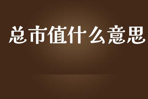 总市值什么意思_https://m.apzhendong.com_期货行情_第1张