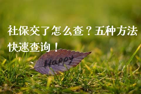 社保交了怎么查？五种方法快速查询！_https://m.apzhendong.com_财经资讯_第1张