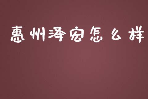 惠州泽宏怎么样_https://m.apzhendong.com_财经资讯_第1张