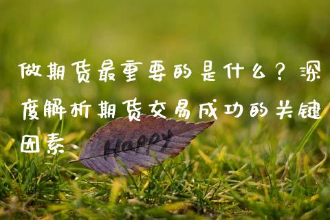做期货最重要的是什么？深度解析期货交易成功的关键因素_https://m.apzhendong.com_期货行情_第1张