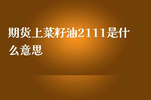 期货上菜籽油2111是什么意思_https://m.apzhendong.com_期货行情_第1张