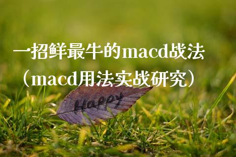 一招鲜最牛的macd战法（macd用法实战研究）_https://m.apzhendong.com_财经资讯_第1张