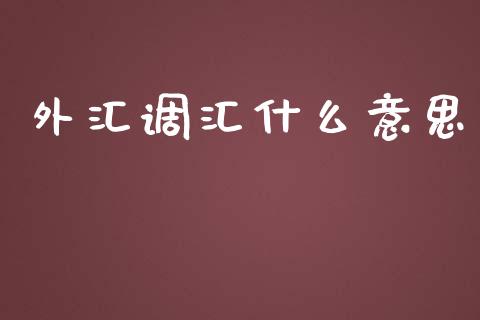 外汇调汇什么意思_https://m.apzhendong.com_财经资讯_第1张