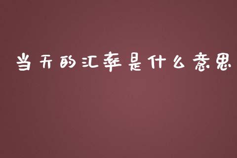 当天的汇率是什么意思_https://m.apzhendong.com_全球经济_第1张