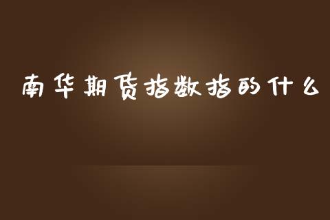 南华期货指数指的什么_https://m.apzhendong.com_全球经济_第1张