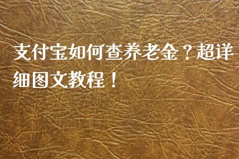 支付宝如何查养老金？超详细图文教程！_https://m.apzhendong.com_期货行情_第1张
