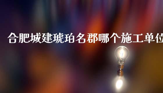 合肥城建琥珀名郡哪个施工单位_https://m.apzhendong.com_财经资讯_第1张