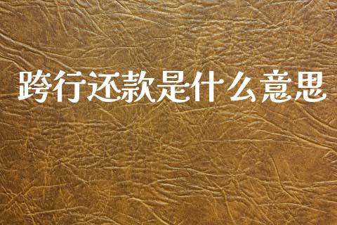 跨行还款是什么意思_https://m.apzhendong.com_全球经济_第1张