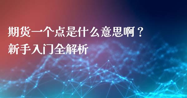 期货一个点是什么意思啊？新手入门全解析_https://m.apzhendong.com_财务分析_第1张