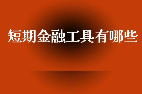 短期金融工具有哪些_https://m.apzhendong.com_财务分析_第1张