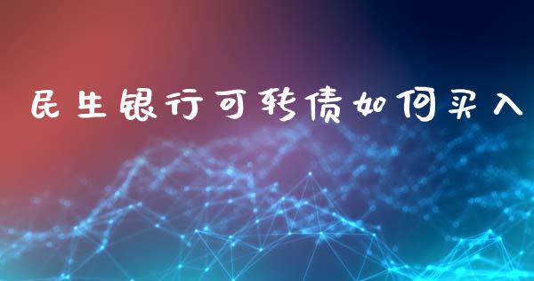 民生银行可转债如何买入_https://m.apzhendong.com_期货行情_第1张