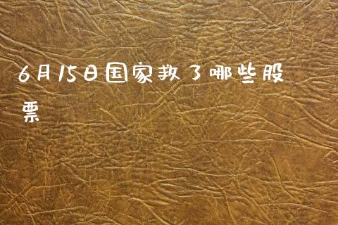 6月15日国家救了哪些股票_https://m.apzhendong.com_财务分析_第1张