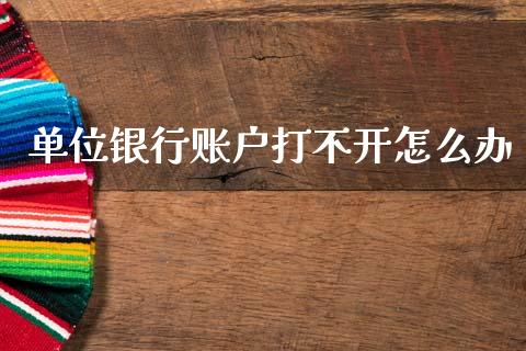 单位银行账户打不开怎么办_https://m.apzhendong.com_全球经济_第1张