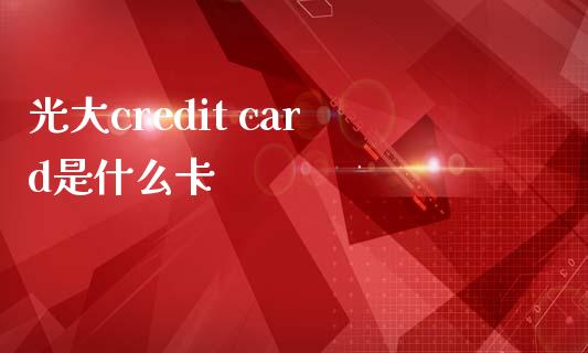 光大credit card是什么卡_https://m.apzhendong.com_期货行情_第1张