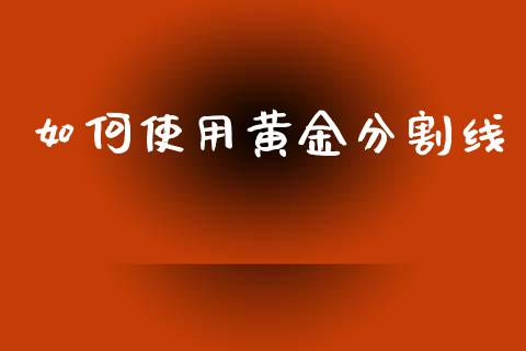 如何使用黄金分割线_https://m.apzhendong.com_财务分析_第1张