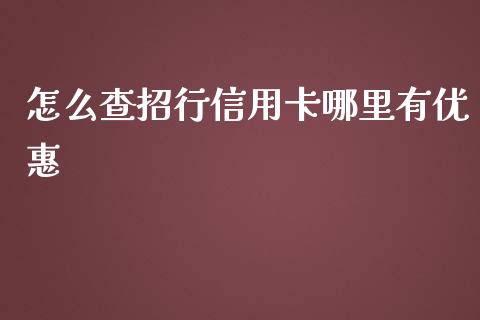 怎么查招行信用卡哪里有优惠_https://m.apzhendong.com_全球经济_第1张