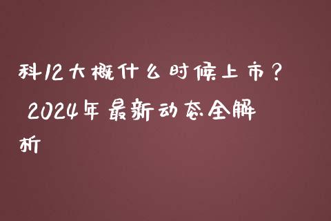 科12大概什么时候上市？ 2024年最新动态全解析_https://m.apzhendong.com_财经资讯_第1张