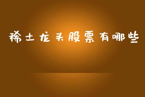 稀土龙头股票有哪些_https://m.apzhendong.com_期货行情_第1张