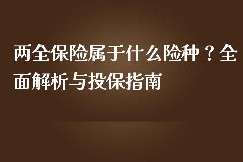 两全保险属于什么险种？全面解析与投保指南_https://m.apzhendong.com_财务分析_第1张