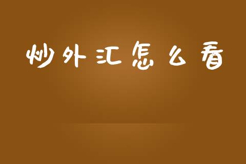 炒外汇怎么看_https://m.apzhendong.com_财务分析_第1张