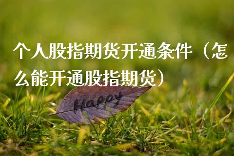 个人股指期货开通条件（怎么能开通股指期货）_https://m.apzhendong.com_财务分析_第1张