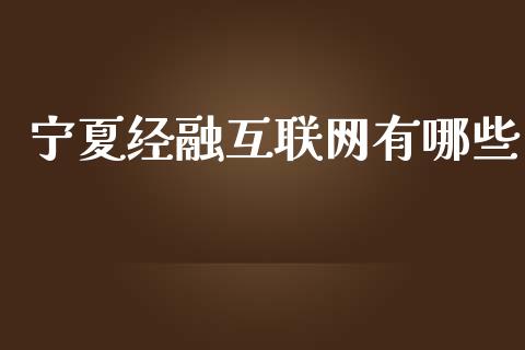 宁夏经融互联网有哪些_https://m.apzhendong.com_期货行情_第1张