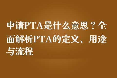 申请PTA是什么意思？全面解析PTA的定义、用途与流程_https://m.apzhendong.com_财经资讯_第1张