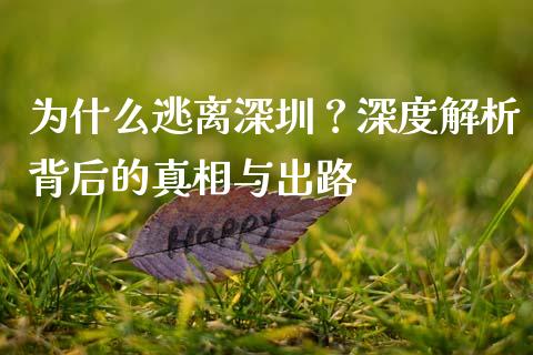 为什么逃离深圳？深度解析背后的真相与出路_https://m.apzhendong.com_期货行情_第1张