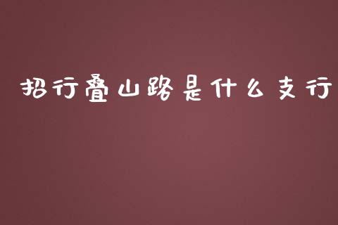 招行叠山路是什么支行_https://m.apzhendong.com_全球经济_第1张