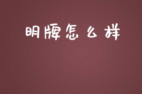 明牌怎么样_https://m.apzhendong.com_财经资讯_第1张