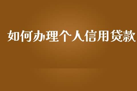 如何办理个人信用贷款_https://m.apzhendong.com_财经资讯_第1张