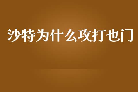 沙特为什么攻打也门_https://m.apzhendong.com_财务分析_第1张