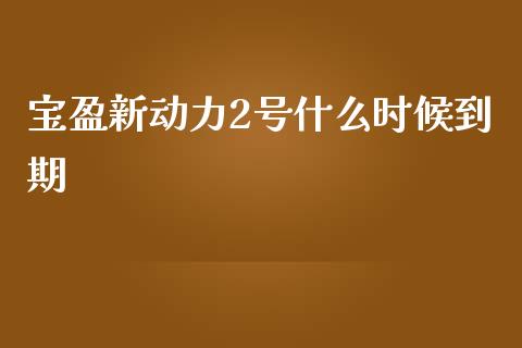 宝盈新动力2号什么时候到期_https://m.apzhendong.com_财务分析_第1张