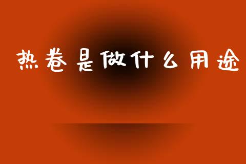 热卷是做什么用途_https://m.apzhendong.com_财经资讯_第1张