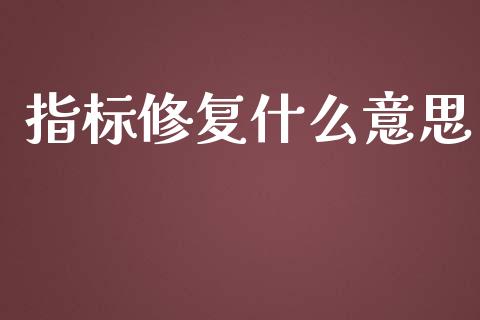 指标修复什么意思_https://m.apzhendong.com_全球经济_第1张