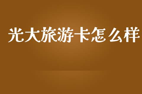 光大旅游卡怎么样_https://m.apzhendong.com_期货行情_第1张