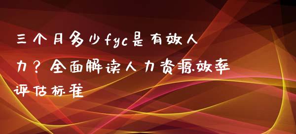 三个月多少fyc是有效人力？全面解读人力资源效率评估标准_https://m.apzhendong.com_期货行情_第1张